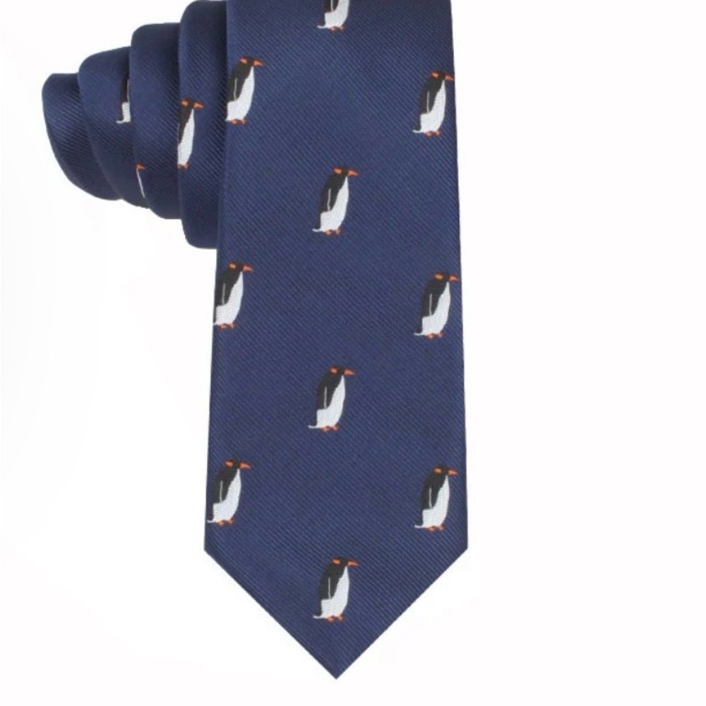 Aus Cufflinks Australian made Navy Penguin Patterned Tie